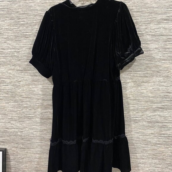 🖤 ELOQUII Elements Black Velvet Lace Babydoll Dress – Womens Size 22 - Picture 4 of 5